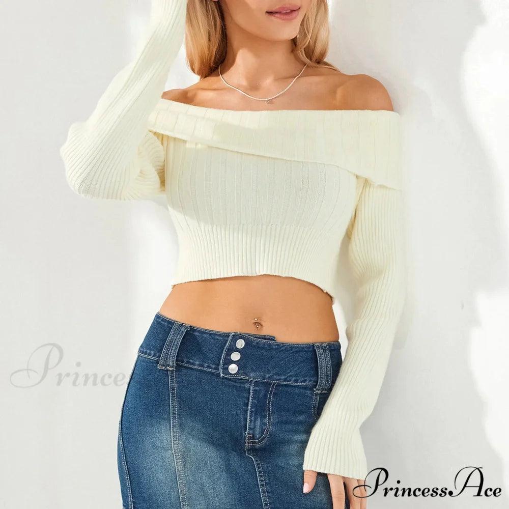 Monochrome Boat Neck Cropped Jumper swraters-241228