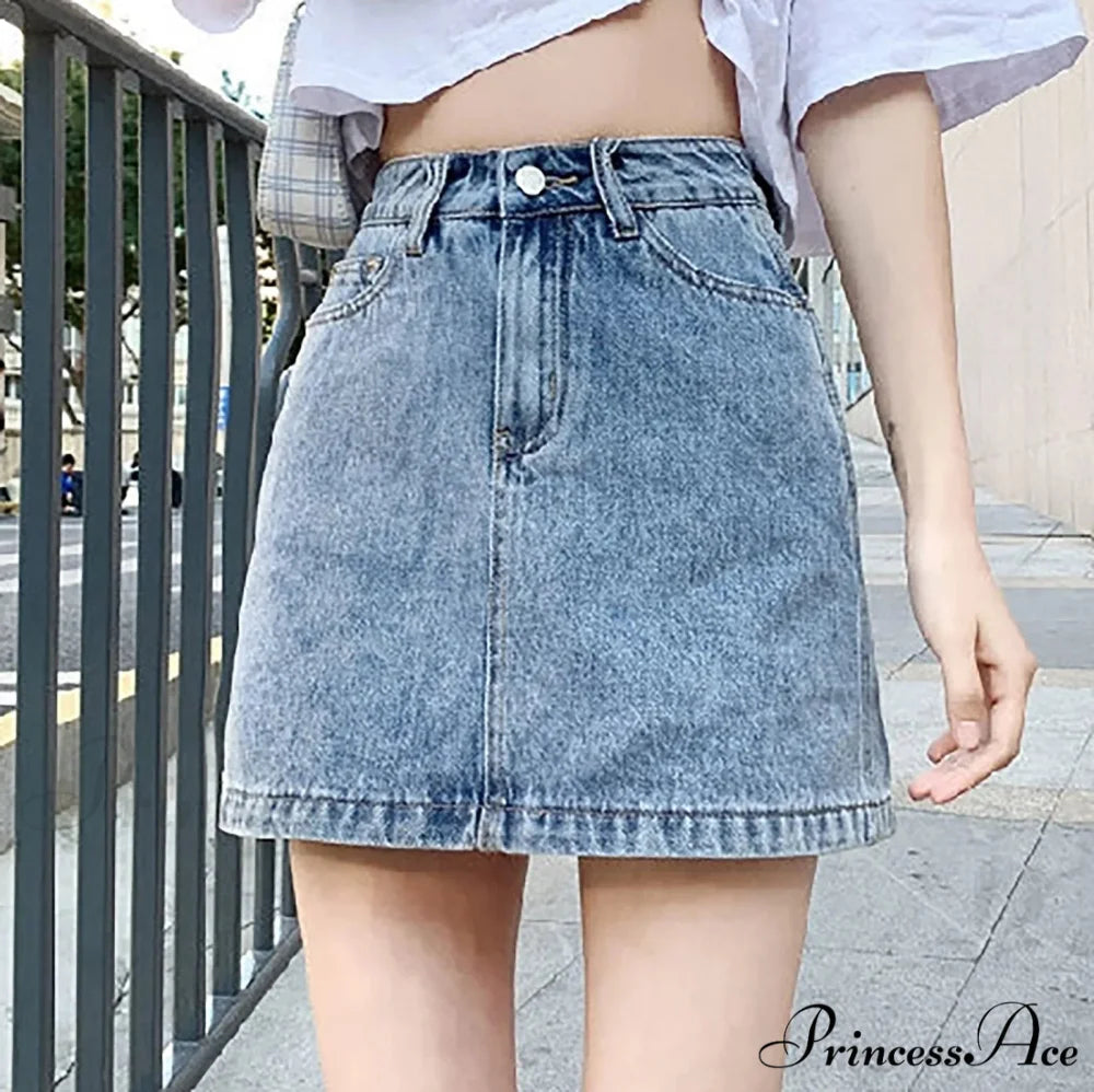 Monochrome Bodycon Denim Skirt Blue / S skirts-250223