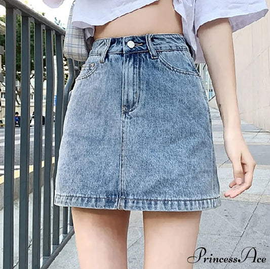 Monochrome Bodycon Denim Skirt Blue / S skirts-250223