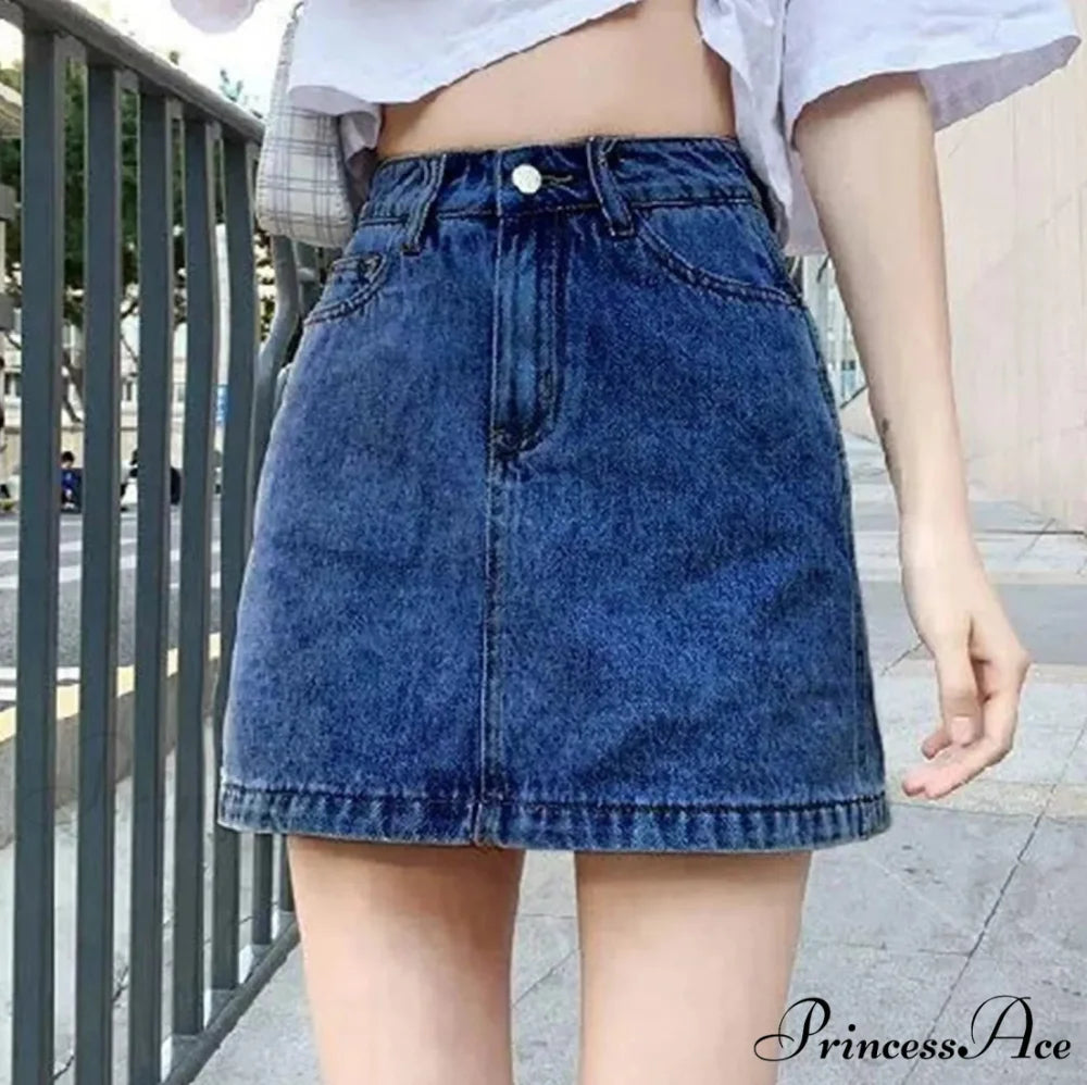Monochrome Bodycon Denim Skirt Dark Blue / S skirts-250223