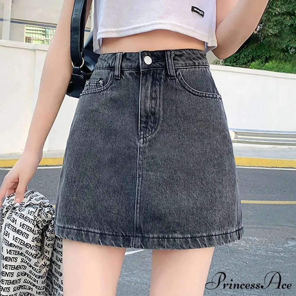Monochrome Bodycon Denim Skirt Grey / S skirts-250223
