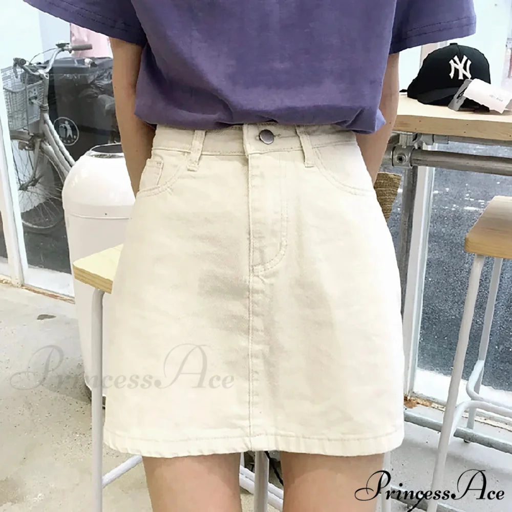 Monochrome Bodycon Denim Skirt White / S skirts-250223
