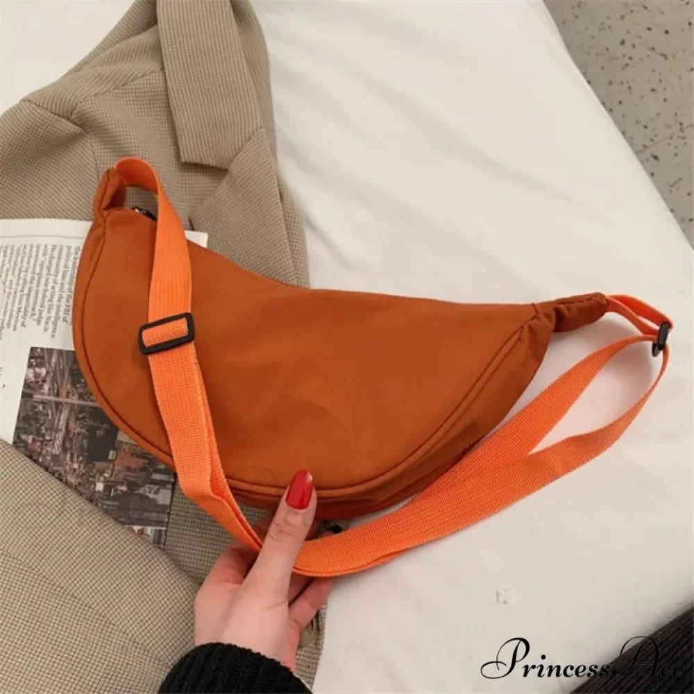 Monochrome Nylon Travel Crossbody Waist Bag Orange / 17X14X8cm crossbody-250126