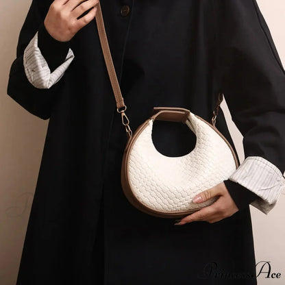 Monochrome PU Leather Grid Crossbody Handbag handbag-250126