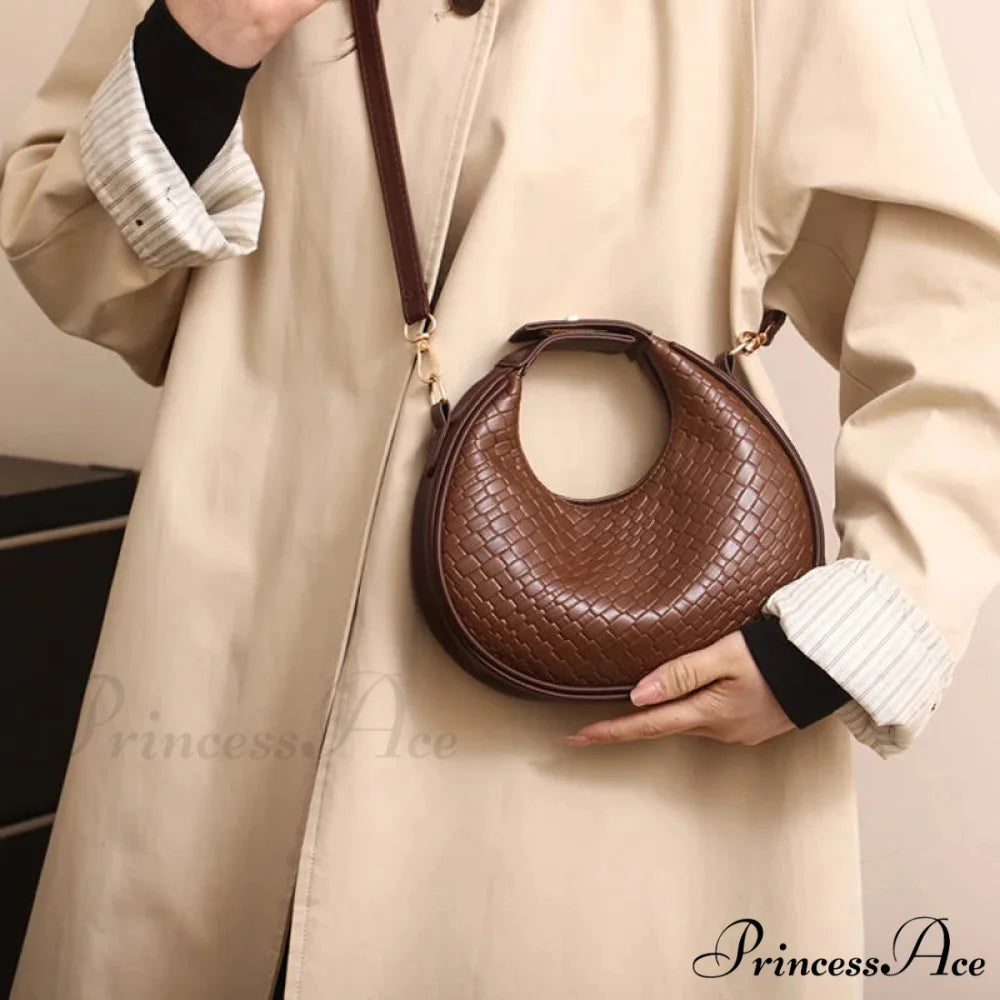 Monochrome PU Leather Grid Crossbody Handbag handbag-250126