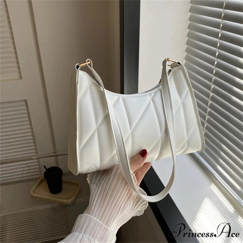 Monochrome PU Leather Underarm Crossbody White crossbody-250126