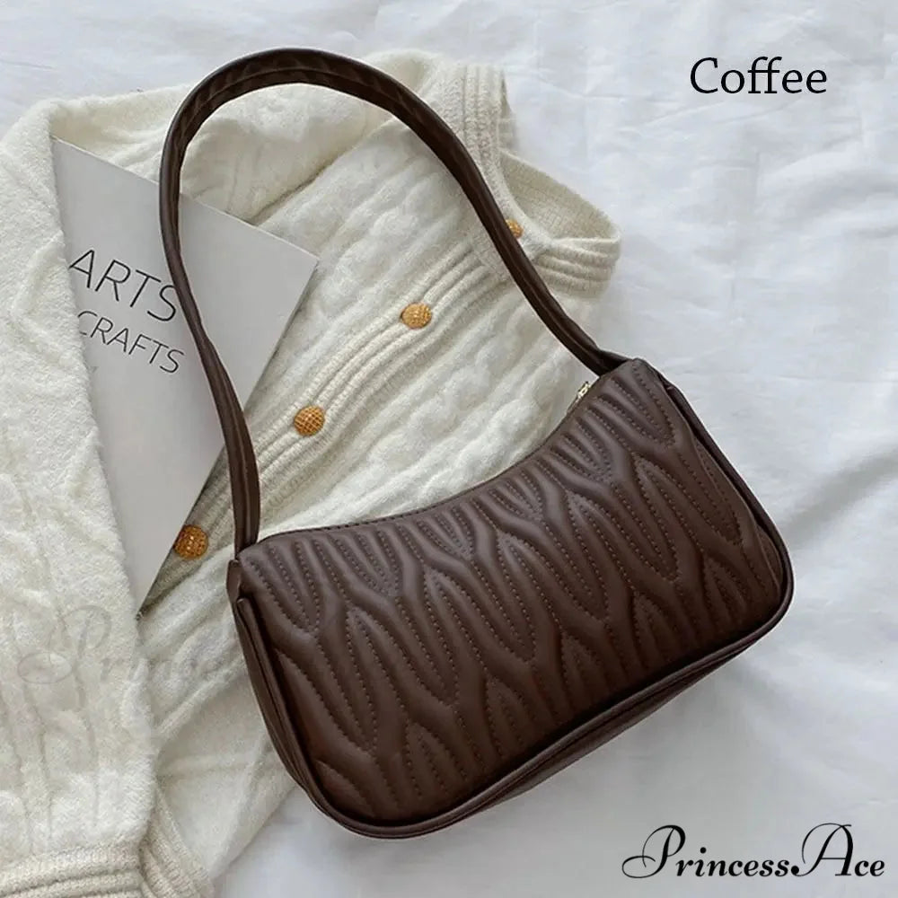 Monochrome PU Leather Women Shoulder Bag coffee shoulder-250126