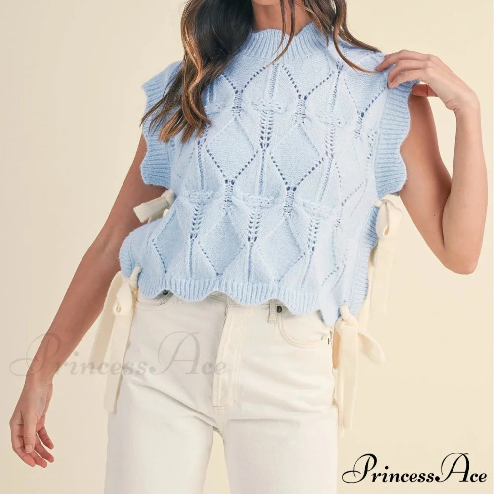 Monochrome Scalloped Edging Cozy Jumper Blue / S swraters-241228