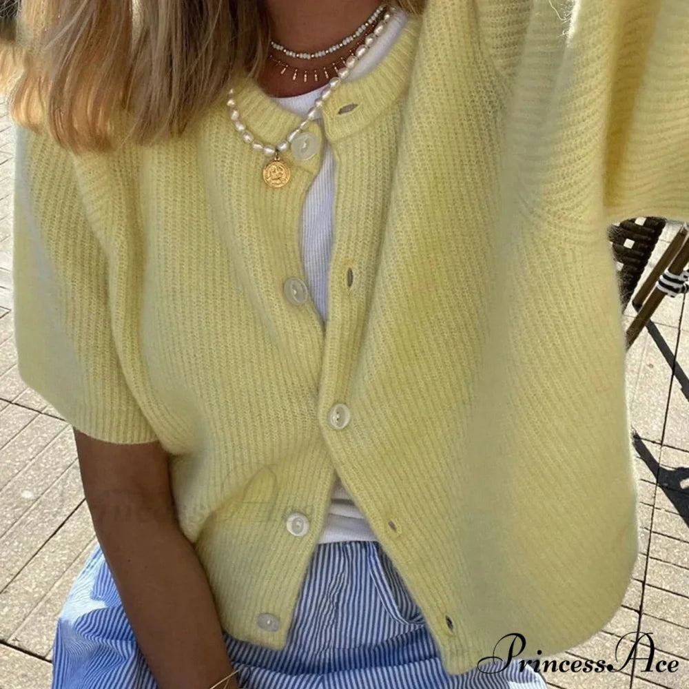 Monochrome Short Sleeve Button Cardigan cardigans-241228