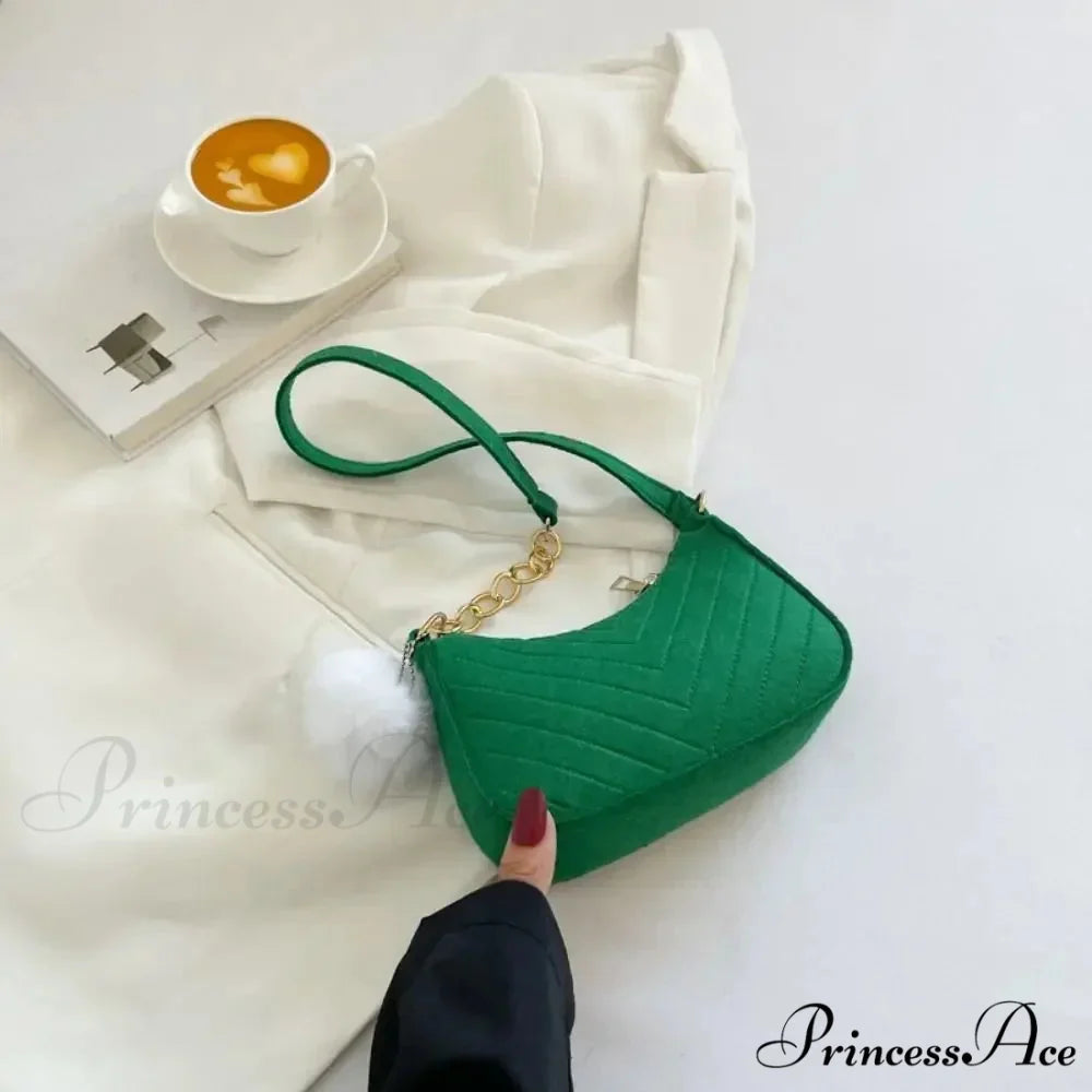 Monochrome Small Underarm Shoulder Bag Green shoulder-250126