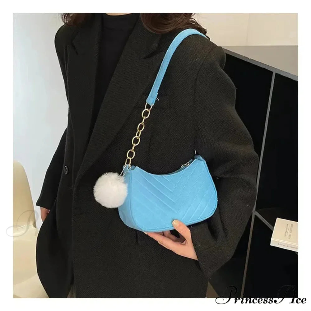 Monochrome Small Underarm Shoulder Bag light blue shoulder-250126