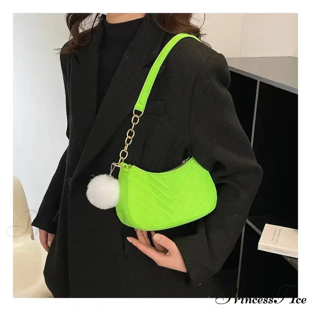 Monochrome Small Underarm Shoulder Bag light green shoulder-250126