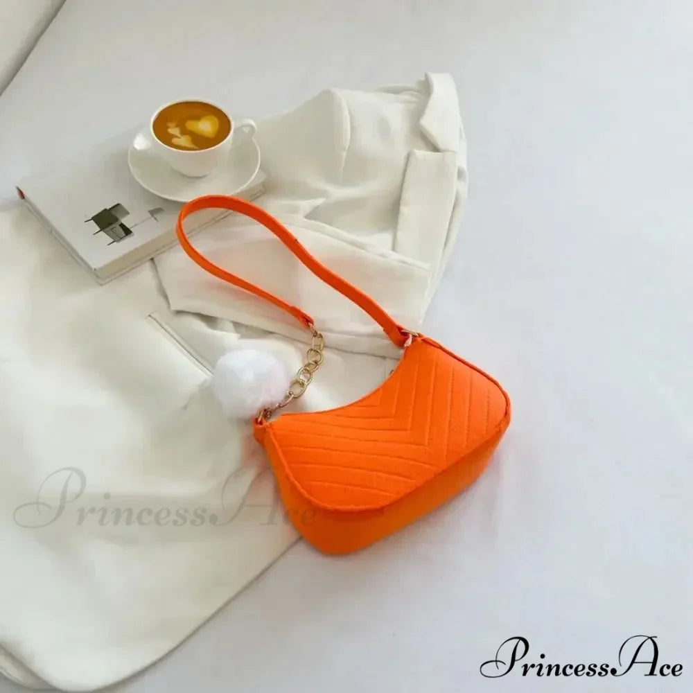 Monochrome Small Underarm Shoulder Bag Orange shoulder-250126