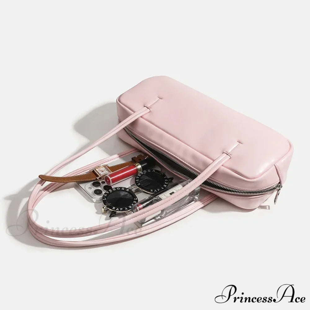 Monochrome Zipper Shoulder Bag for Women shoulder-250126