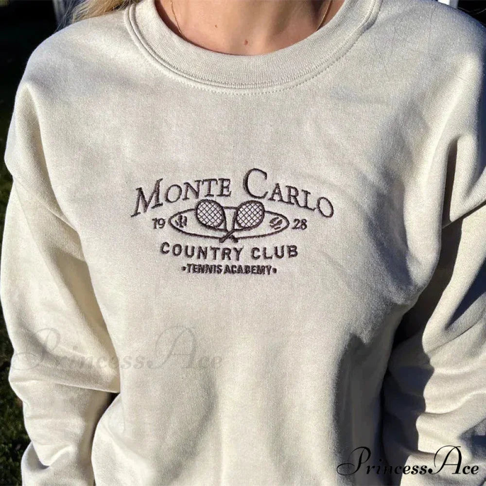 Monte Carlo Country Charming Club Embroidered Sweatshirt Khaki / XL