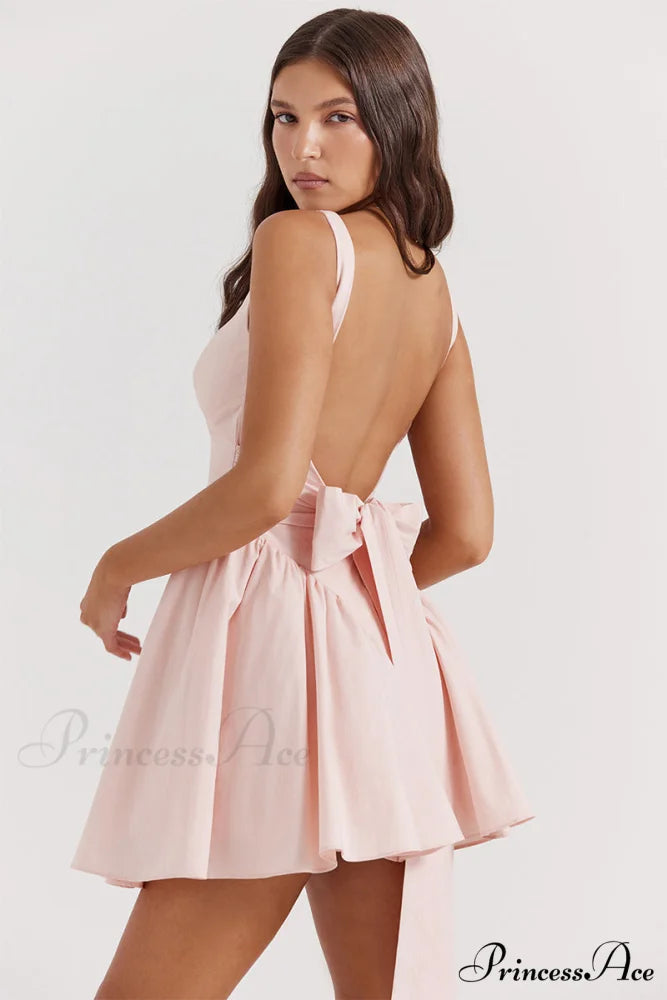 Monterey Cypress White Trendy Bow Mini Dress