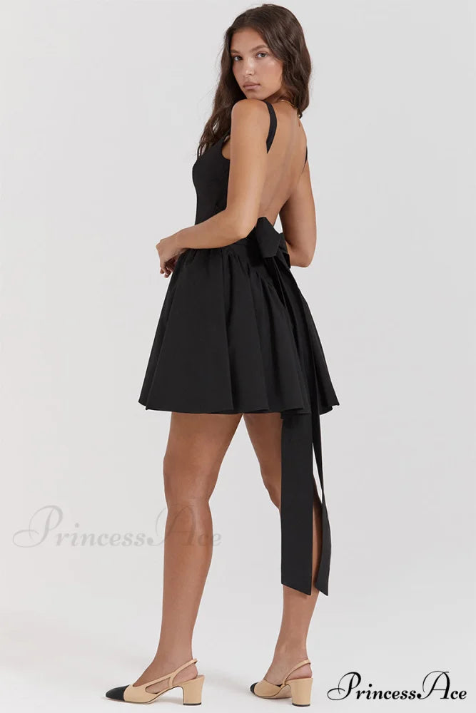 Monterey Cypress White Trendy Bow Mini Dress