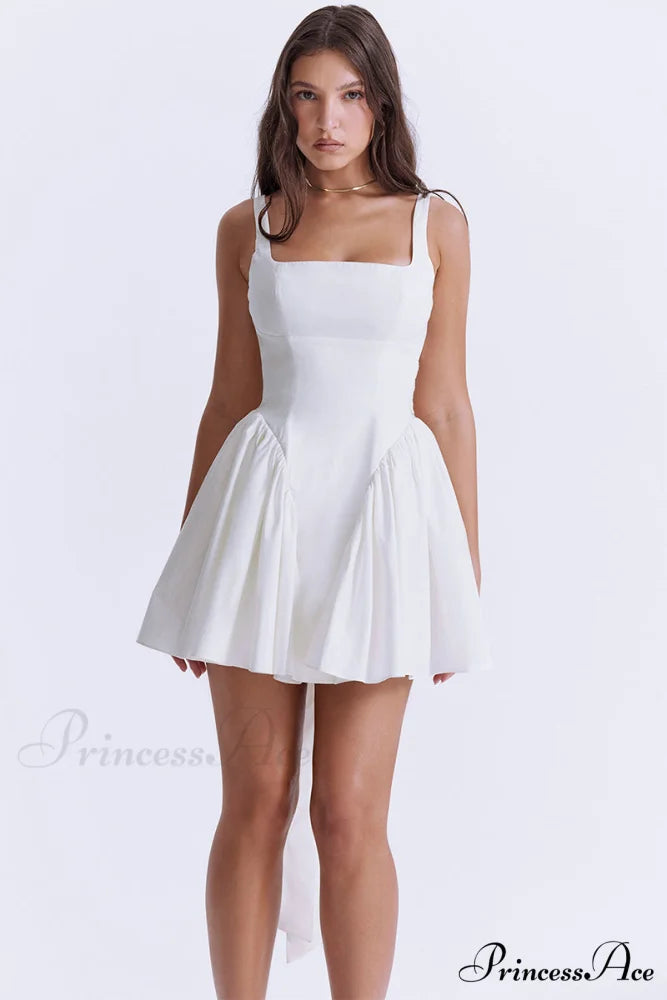 Monterey Cypress White Trendy Bow Mini Dress