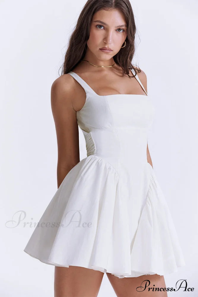 Monterey Cypress White Trendy Bow Mini Dress
