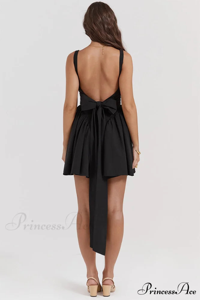 Monterey Cypress White Trendy Bow Mini Dress