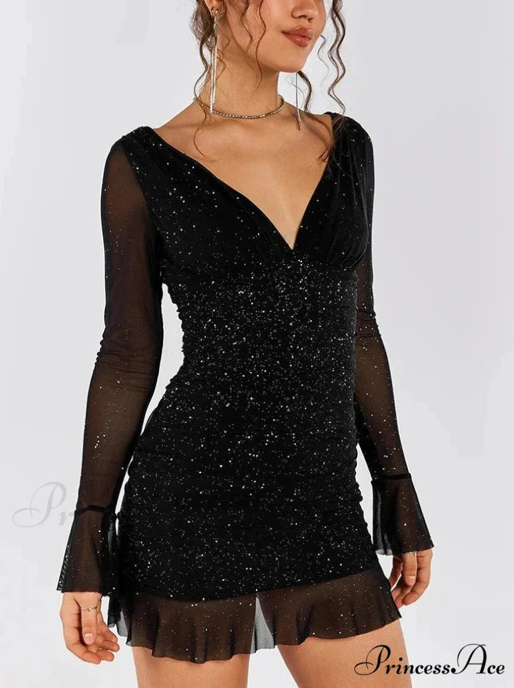 MORENA Elegant MINI DRESS Black / S