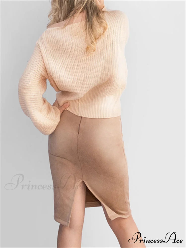 Multi Colors Korean Fashion Suede Midi Skirts