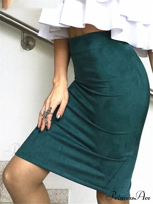 Multi Colors Korean Fashion Suede Midi Skirts