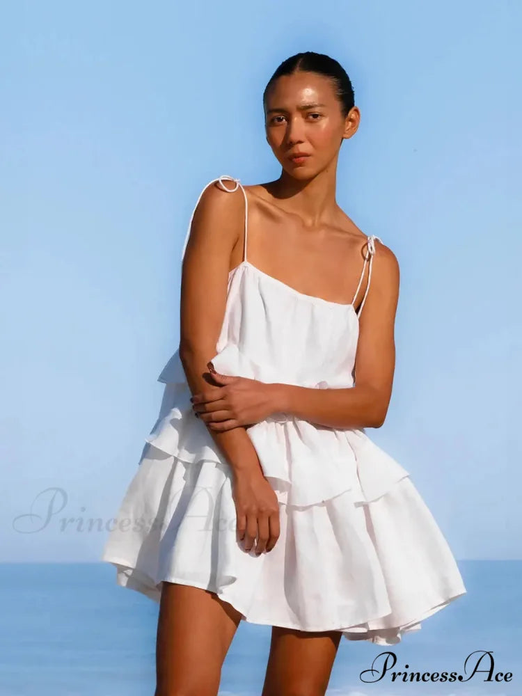 Multi-Tiered Ruffles Stylish Strappy Mini Dress