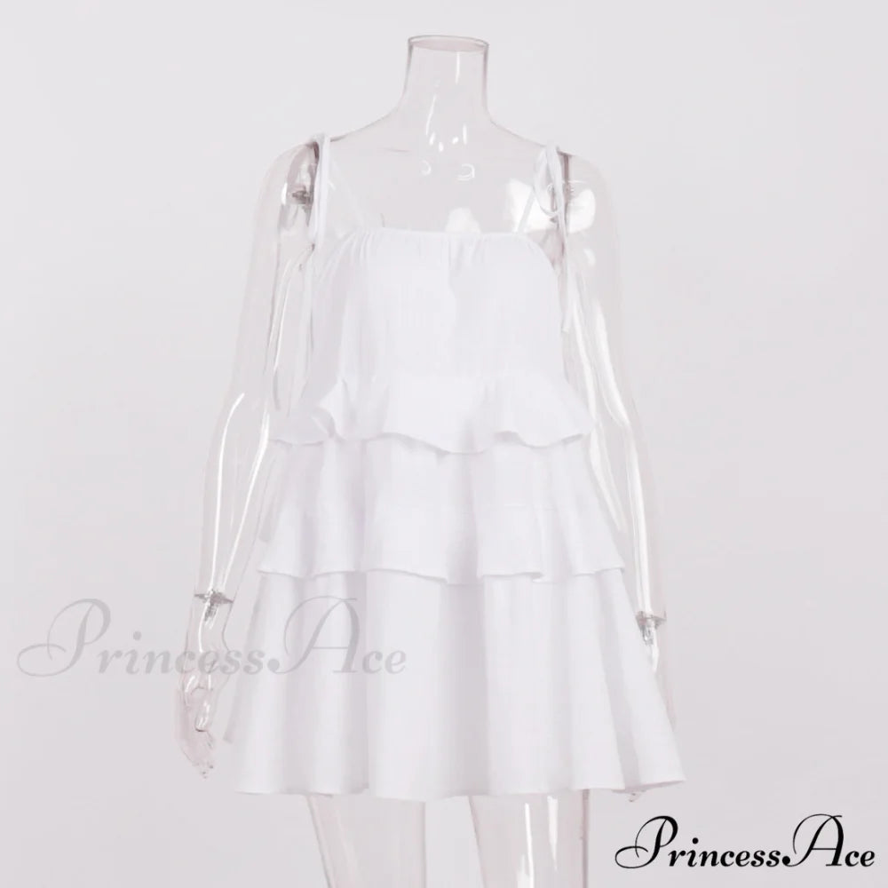 Multi-Tiered Ruffles Stylish Strappy Mini Dress