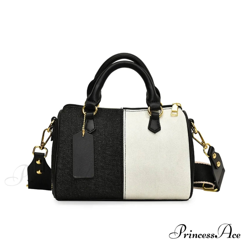 Multicolored Denim Small Crossbody Purse Black And White / 20.5x14x6.5cm handbag-250126
