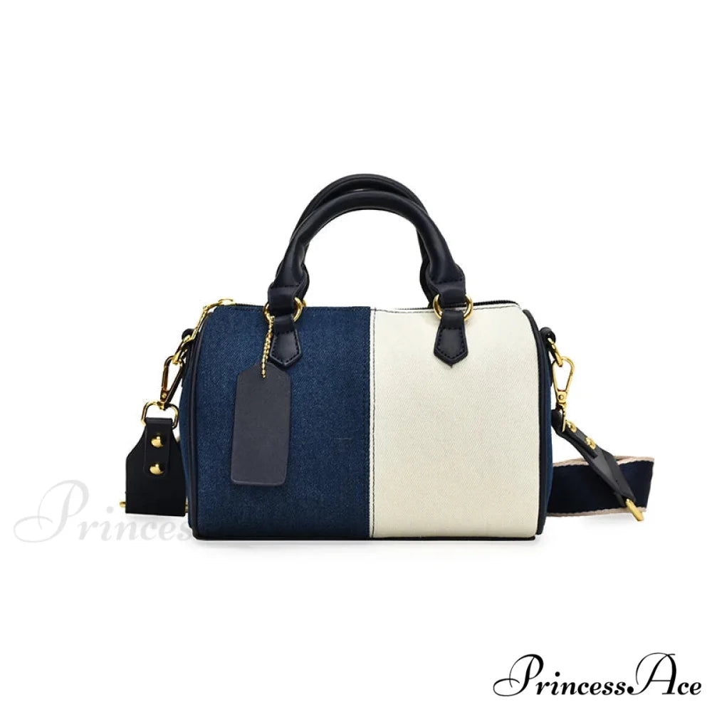 Multicolored Denim Small Crossbody Purse Blue And White / 20.5x14x6.5cm handbag-250126