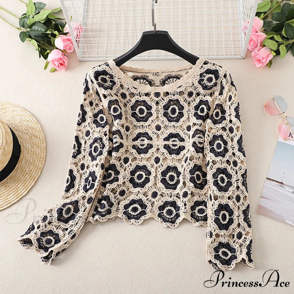 Multihued Y2K Baggy Crochet Knit Cardigan DARK GRAY / One Size cardiagn-250126