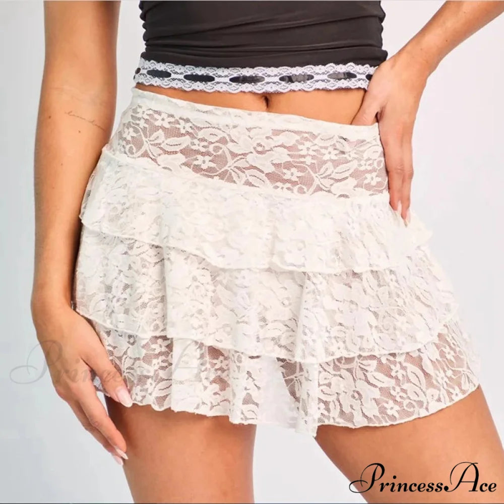 Multiple-Layer Blossom Tiered Skirt WHITE / XS skirts-250223