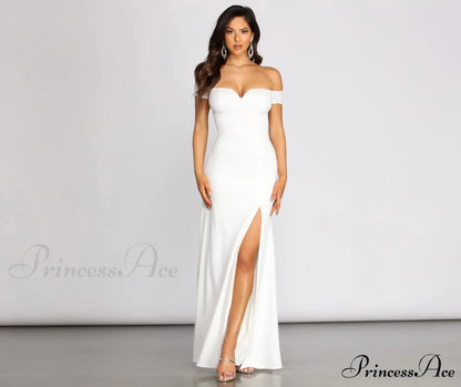 Myra Formal Stylish High Slit Dress IVORY / 1