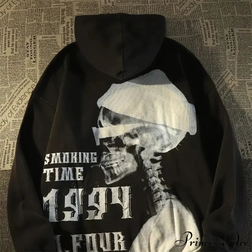 Mysterious Breeze Skull Design Informal Hoodie Black / M hoodies-241228