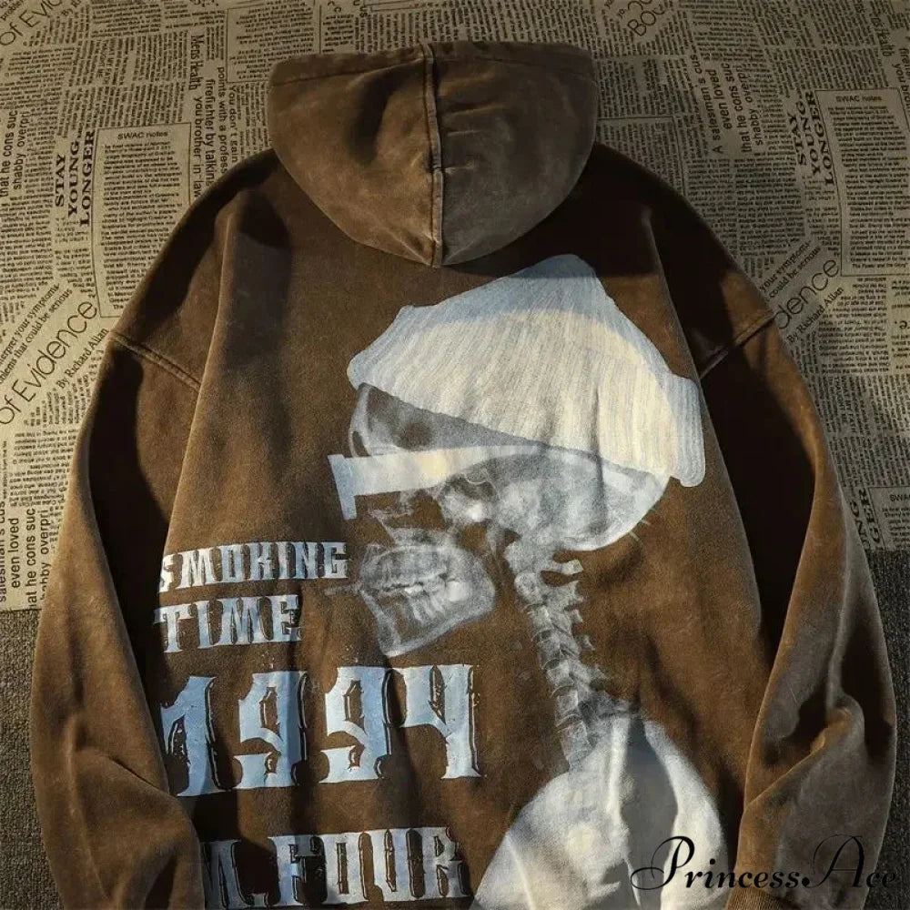 Mysterious Breeze Skull Design Informal Hoodie Brown / M hoodies-241228
