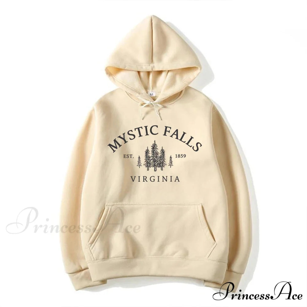 Mystic Falls Virginia Salvatores Vampire Fan Unisex Long Sleeve Christmas Hoodie Khaki / S Christmas Hoodies-L