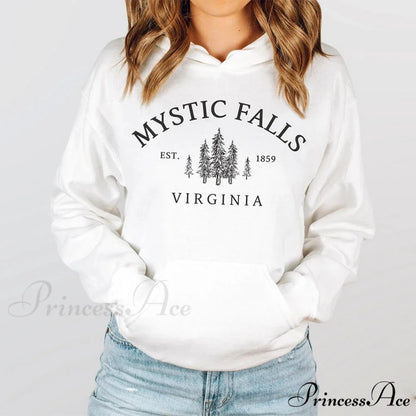 Mystic Falls Virginia Salvatores Vampire Fan Unisex Long Sleeve Christmas Hoodie WHITE / S Christmas Hoodies-L