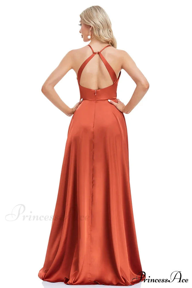 Mythical Romance Backless Trendy Satin Maxi Dress
