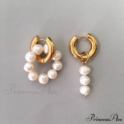 Natural Freshwater New Trend Double Circle Dangle Earrings