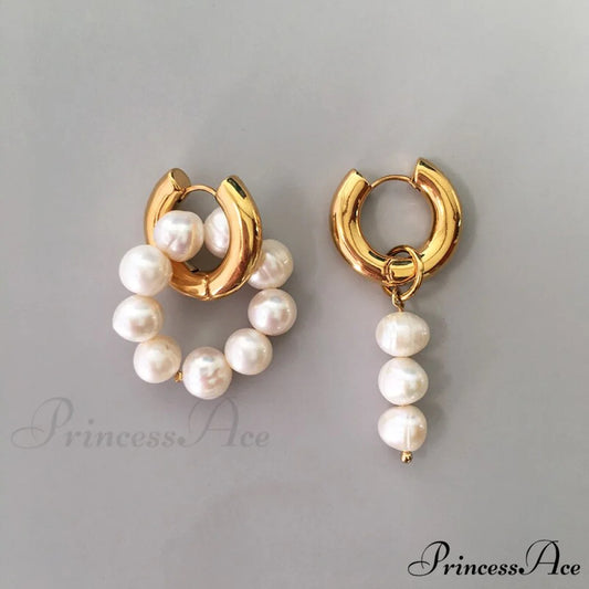 Natural Freshwater New Trend Double Circle Dangle Earrings