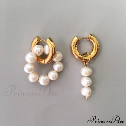 Natural Freshwater New Trend Double Circle Dangle Earrings