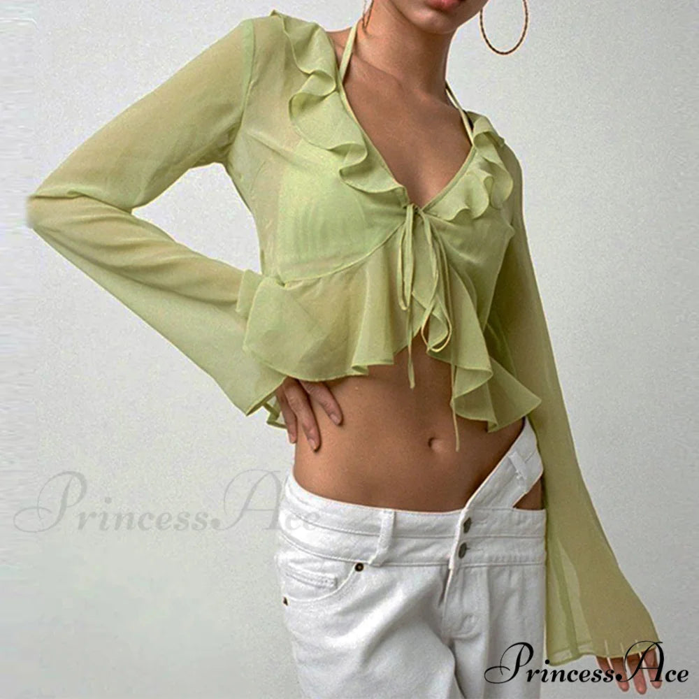 Navel Exposed Crop Tops Clubwear Top