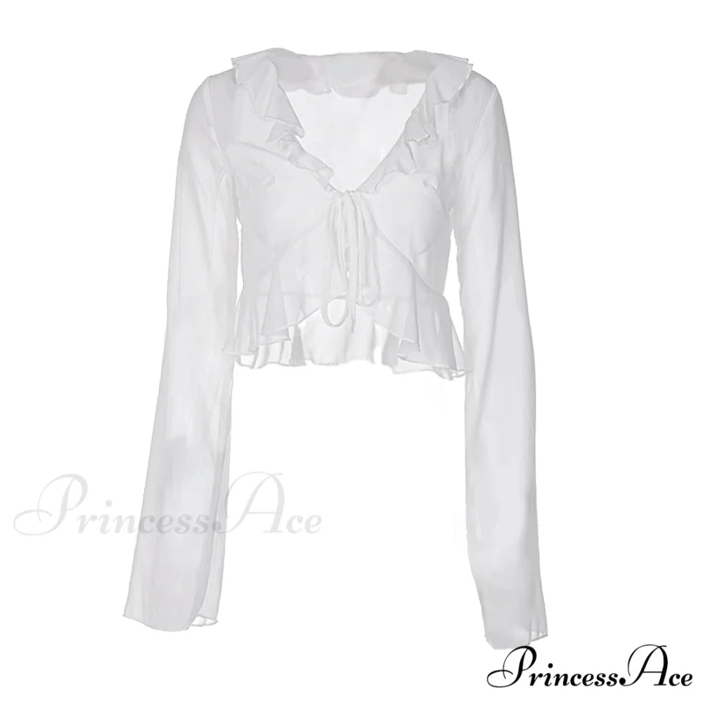 Navel Exposed Crop Tops Clubwear Top White / S