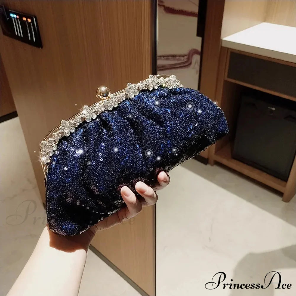 Navy Sparkling Clutch Wristlet Dark blue wristlet-250126