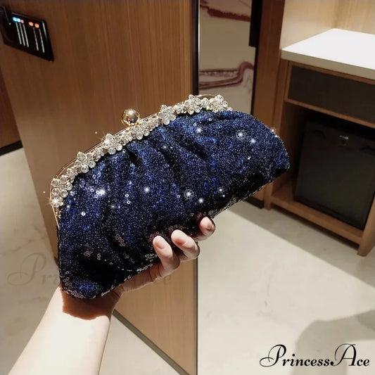 Navy Sparkling Clutch Wristlet Dark blue wristlet-250126