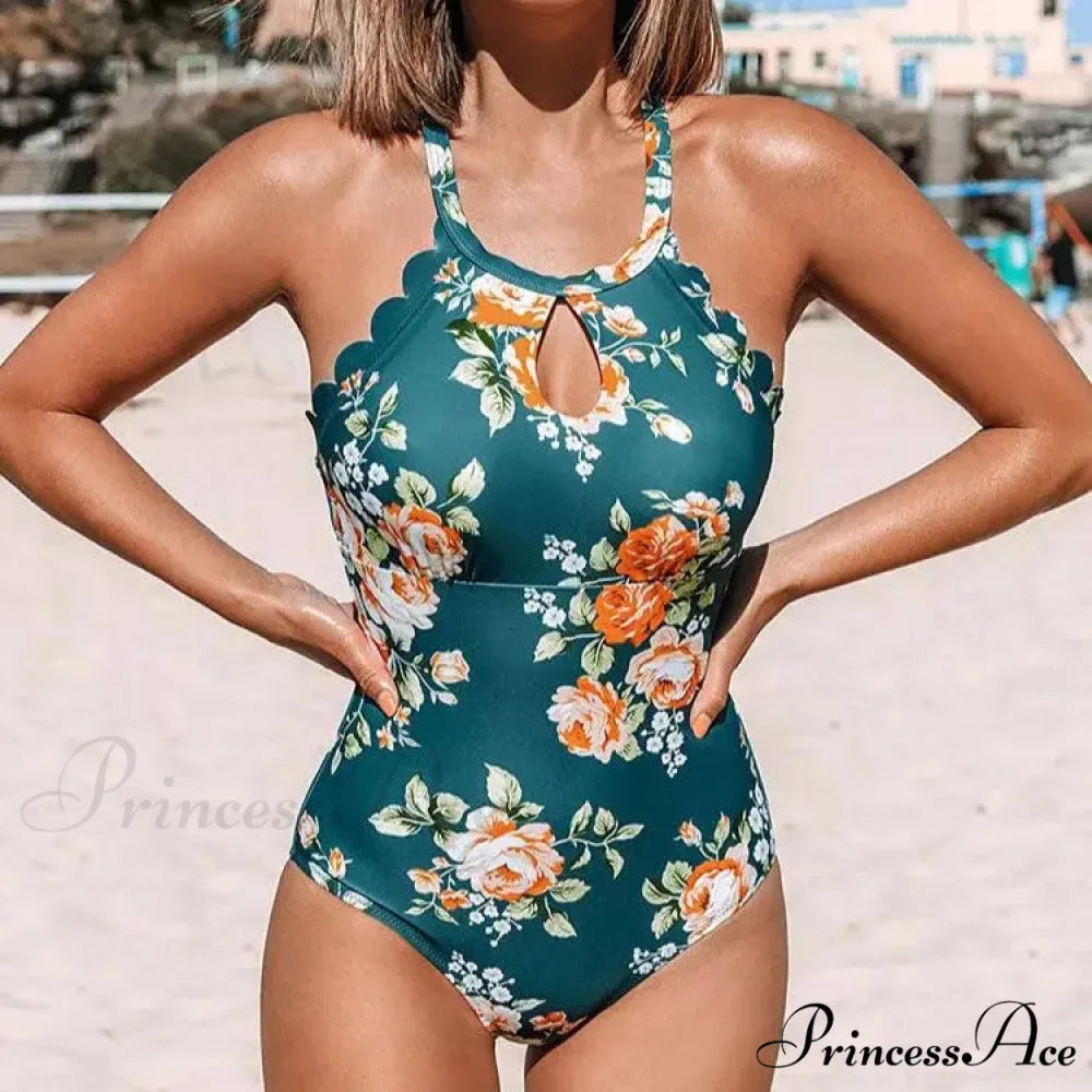 Navy Turtleneck Crisscross Stylish Swimsuit One Piece onepiece-250223