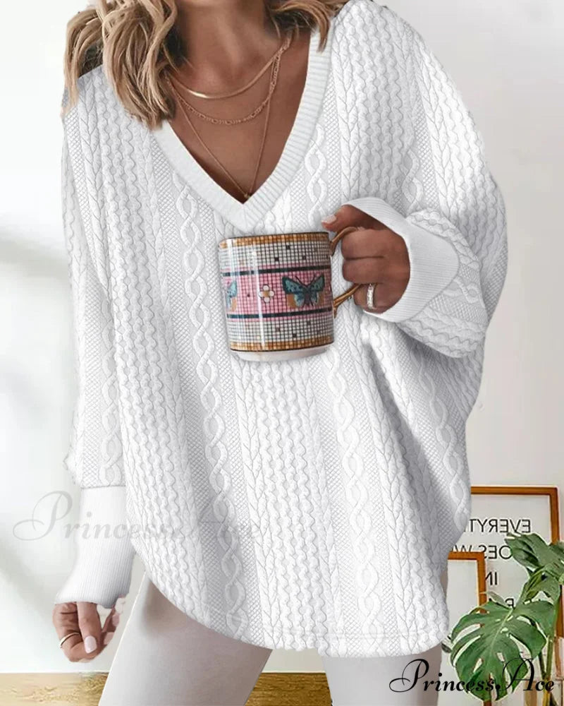 Neck Long V Arm Sweater