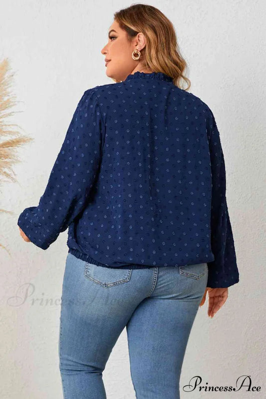 Neck Plus Size for Balloon Tie Blouse Arm Women