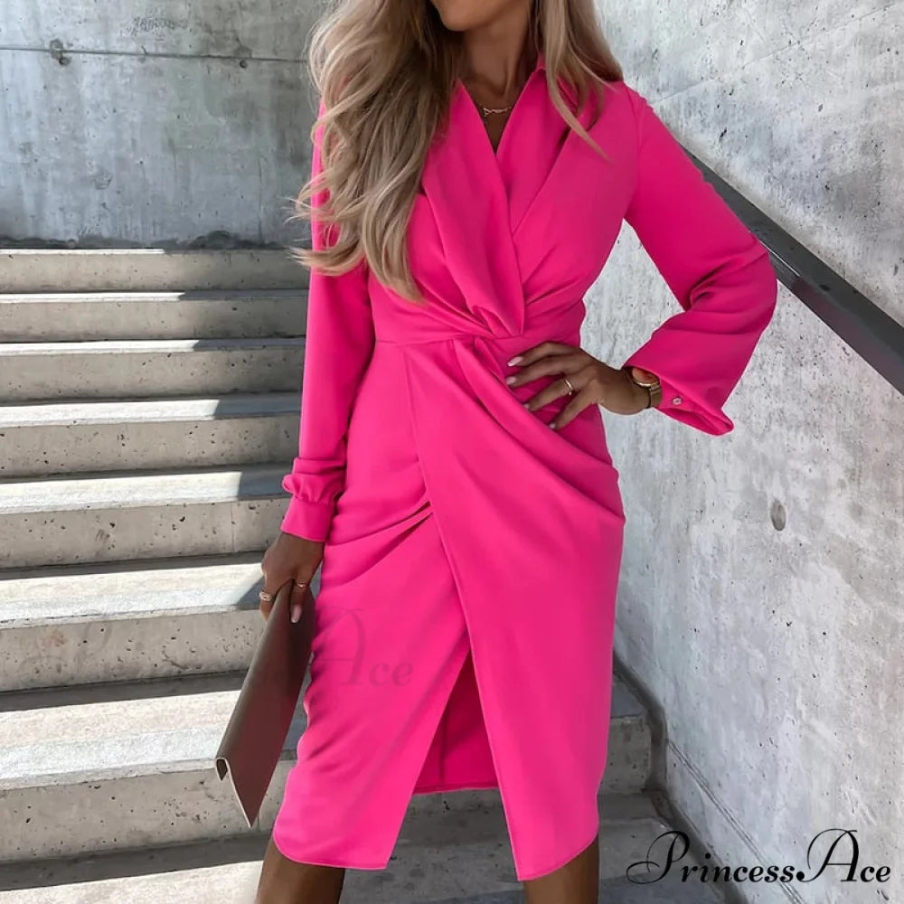 Neck V Elegant Slim Gown Party Cross for Fit Women 04 Mahogany / S